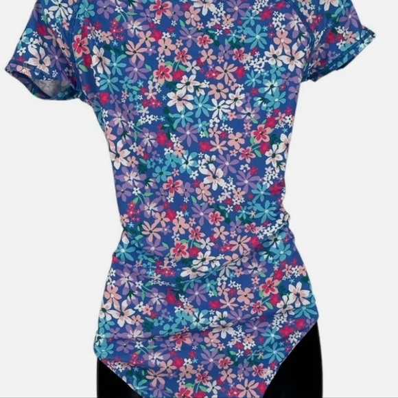 NWT Cupshe Floral Print Front Zip Rashguard One Piece Swimsuit - Picture 6 of 11